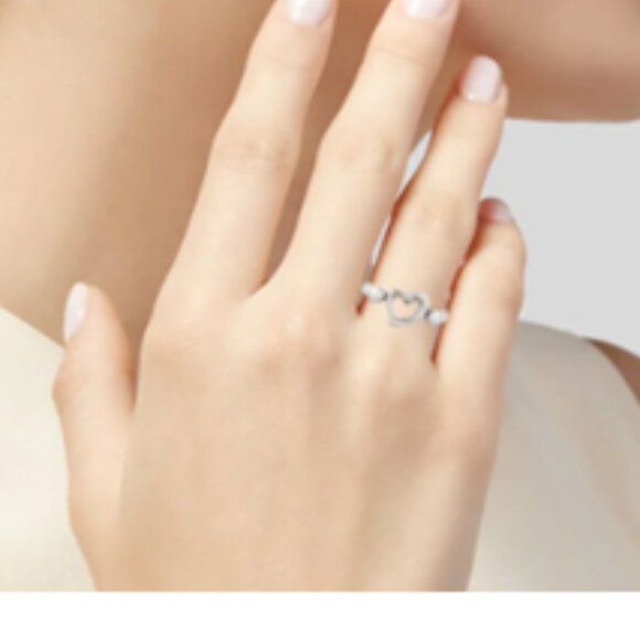 Tiffany & Co. Mini Open Heart Ring Elsa Peretti Sterling Silver Size 4.5 VGUC - Picture 10 of 10